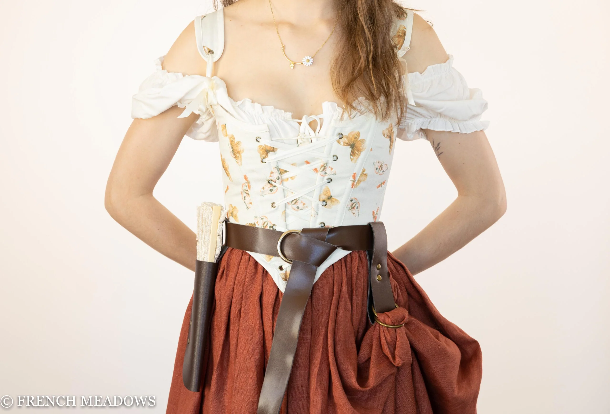 Handmade Butterfly Linen Renaissance Bodice - Image 3