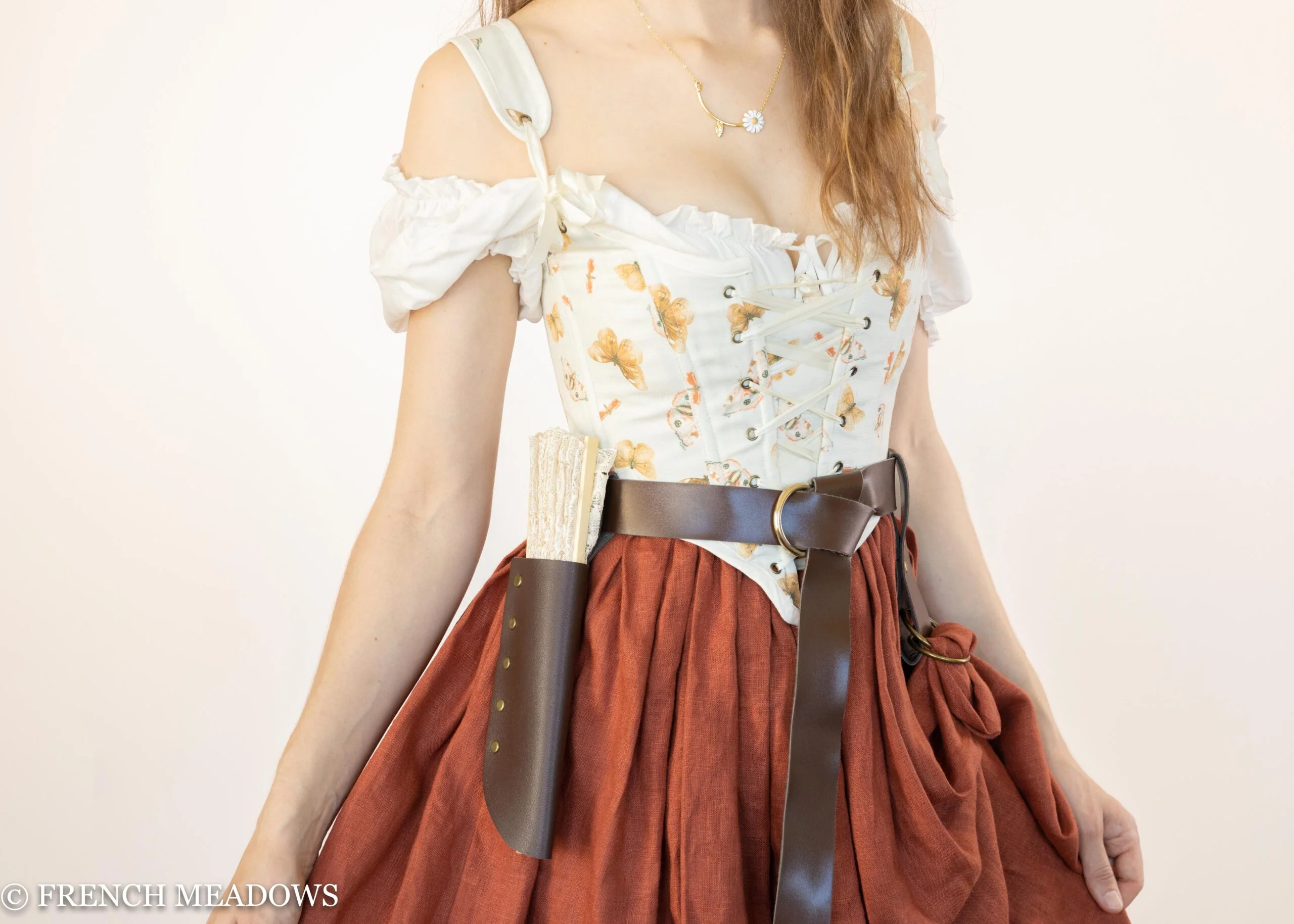 Handmade Butterfly Linen Renaissance Bodice - Image 4