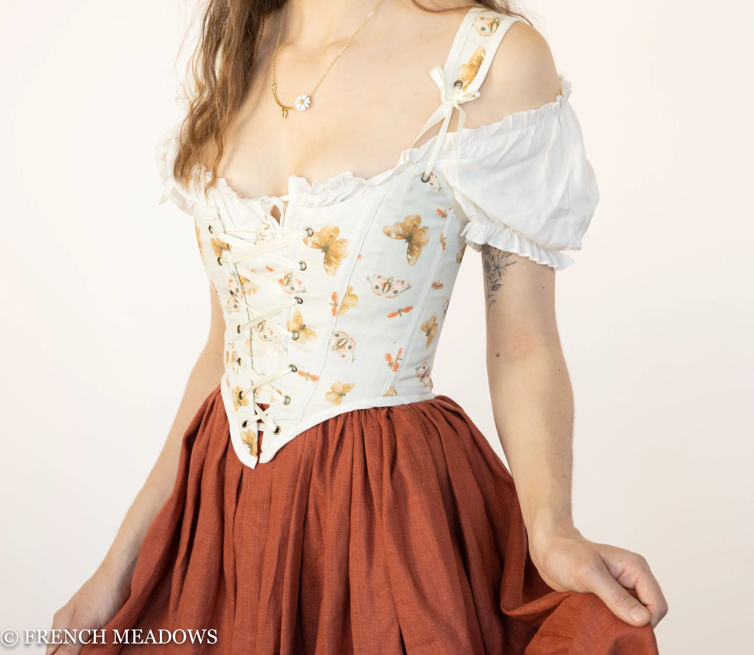 Handmade Butterfly Linen Renaissance Bodice - Image 5