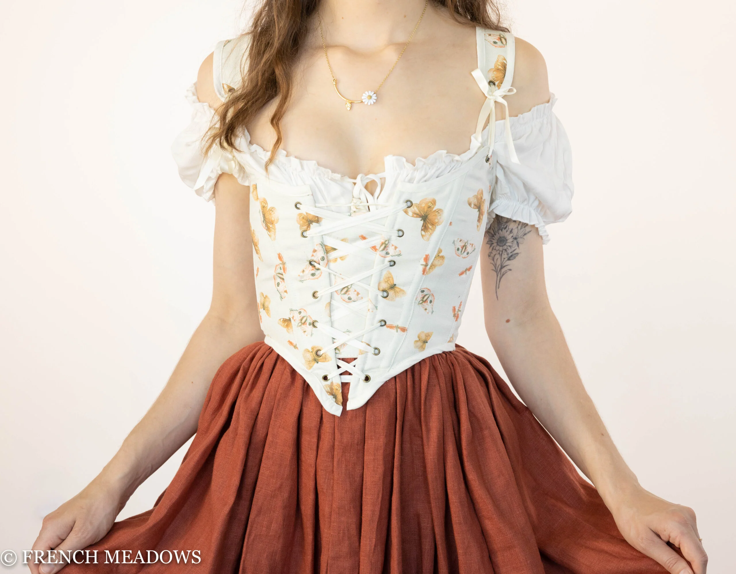 Handmade Butterfly Linen Renaissance Bodice - Image 6