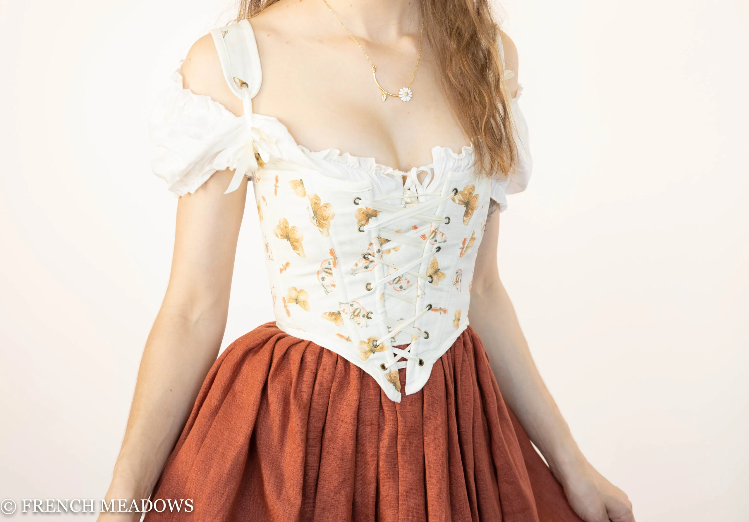 Handmade Butterfly Linen Renaissance Bodice - Image 7