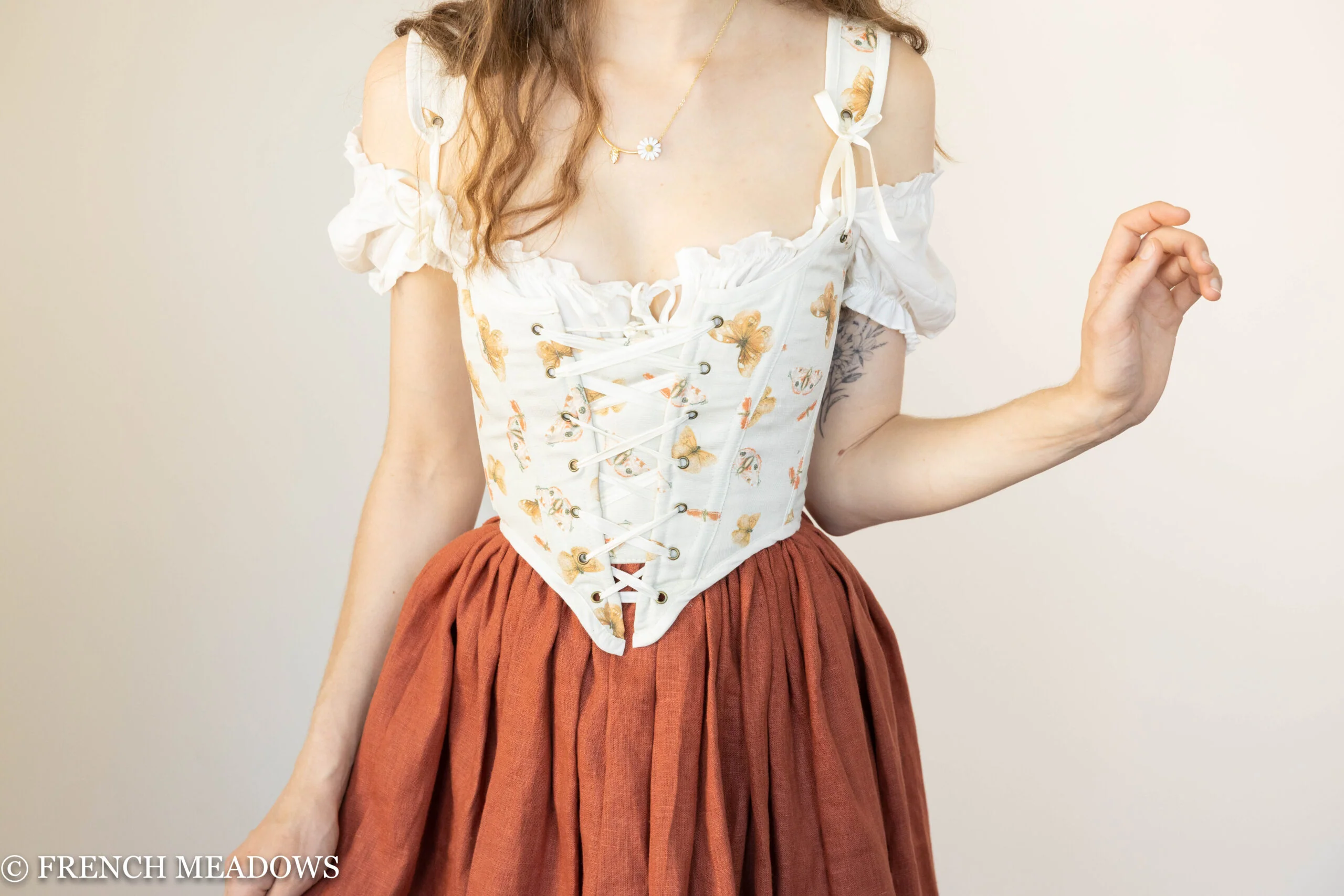 Handmade Butterfly Linen Renaissance Bodice - Image 8