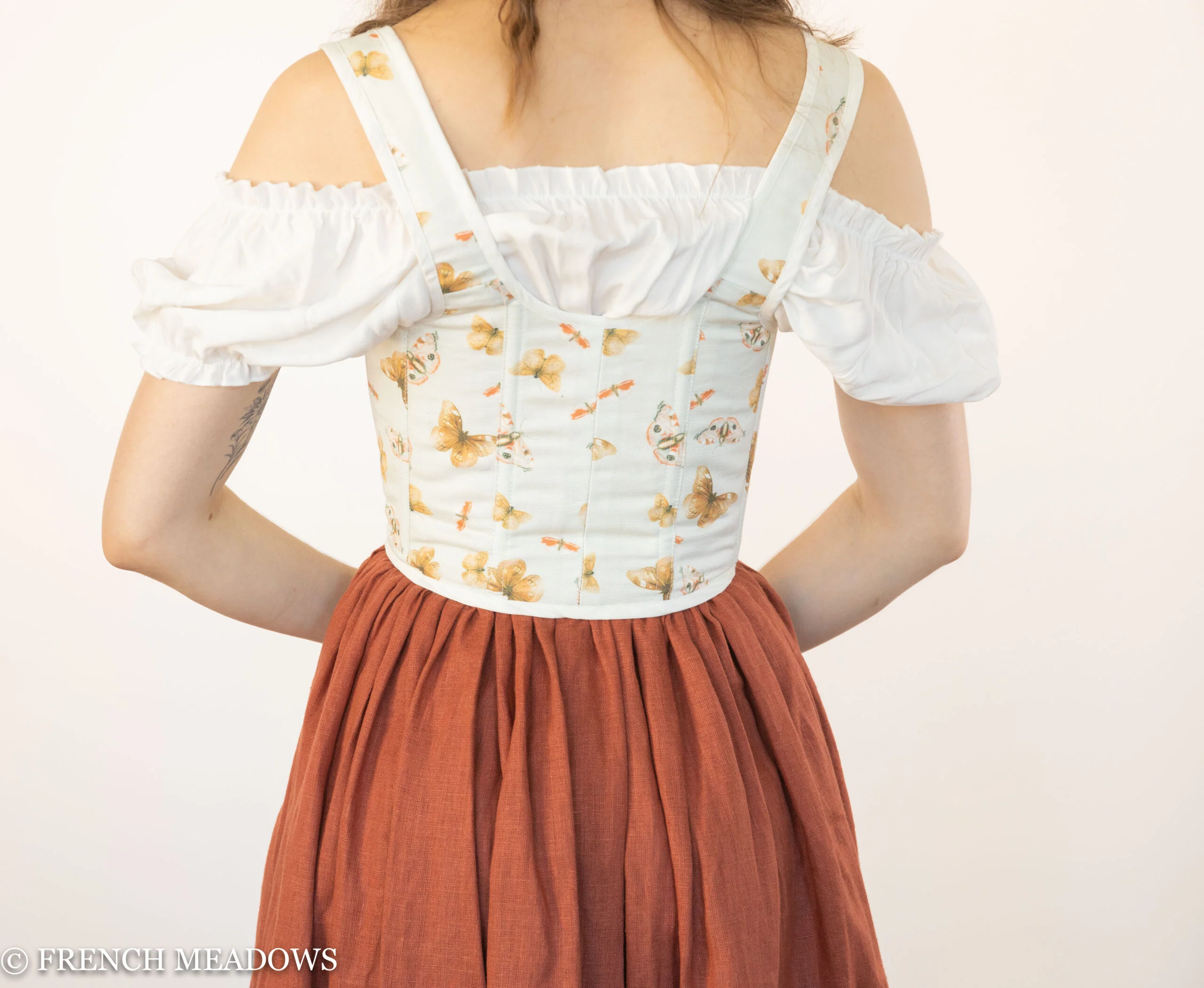 Handmade Butterfly Linen Renaissance Bodice - Image 9