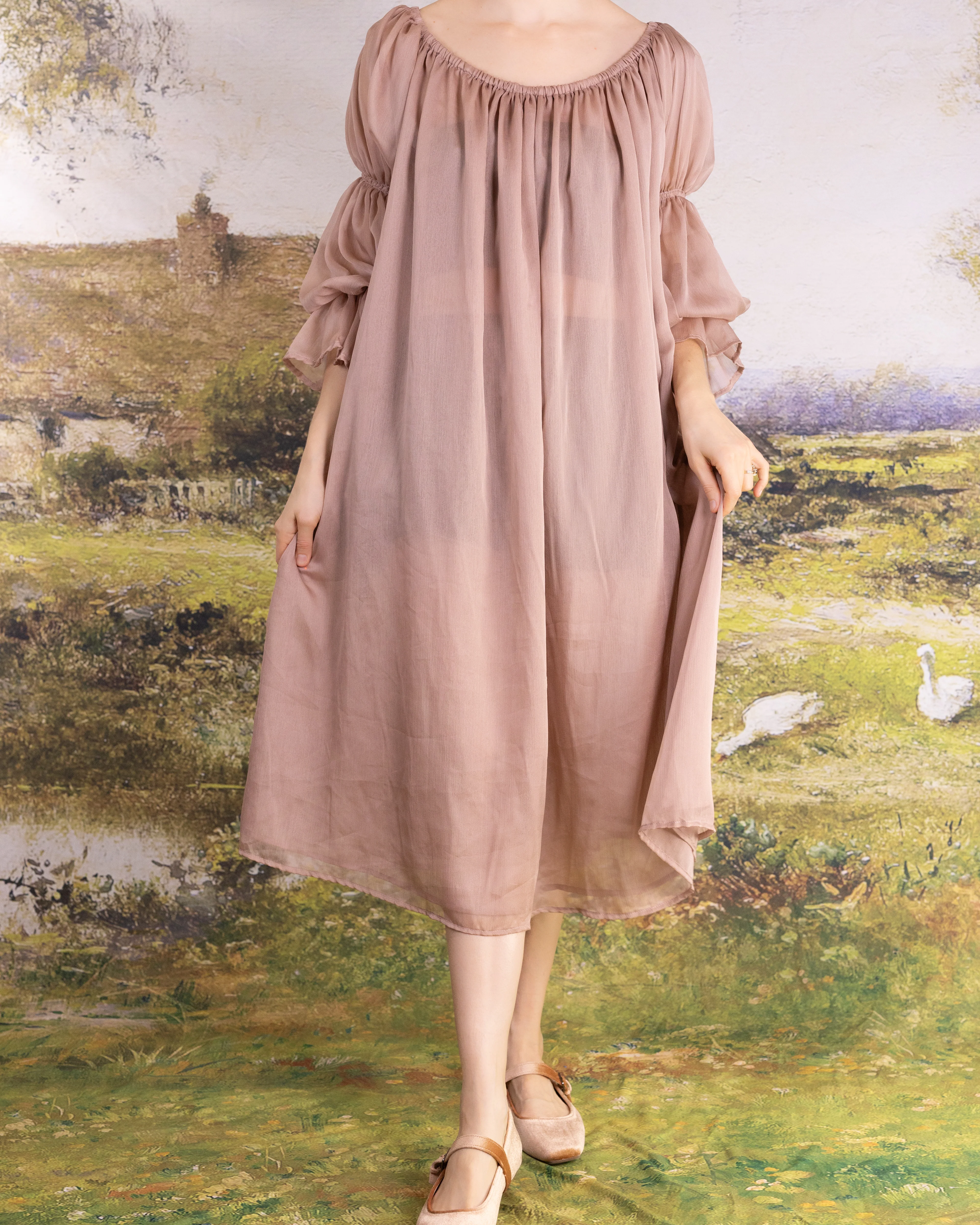 Rose Chiffon Chemise