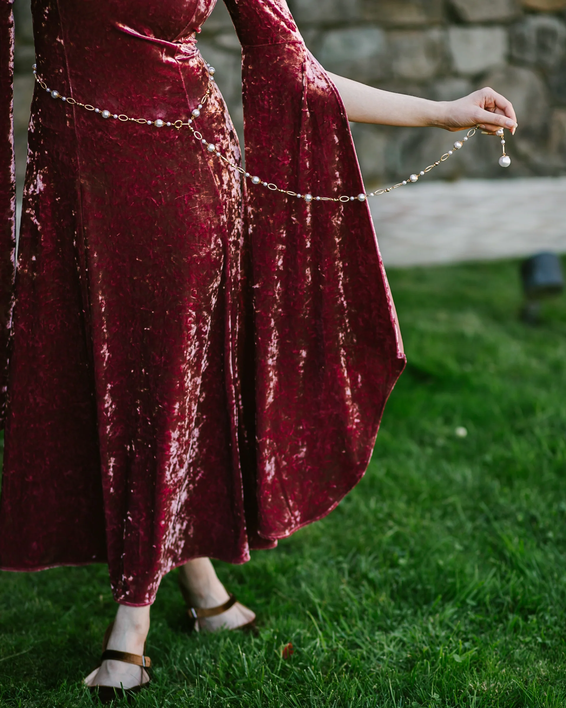 Stained Blackberry Velvet Bell Sleeve Dress - Image 12
